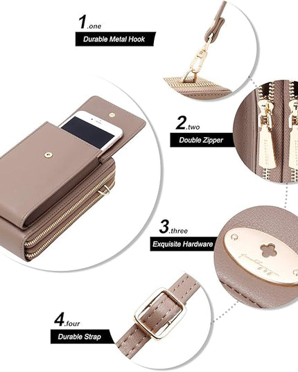 KUKOO Small Crossbody Bag Cell Phone Purse Wallet with Credit Card Slots for Women