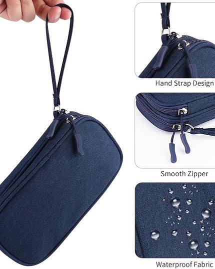 JIAKAI Travel Cable Organizer Electronics Accessories Bag for Charger, Phone, memory card,Travel Gadget Bag-Blue