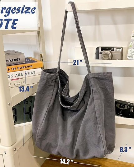 Canvas Tote Bag for Women Large Hobo Shoulder Bag for Work Travel Casual Message Bag Tote Purse handbags