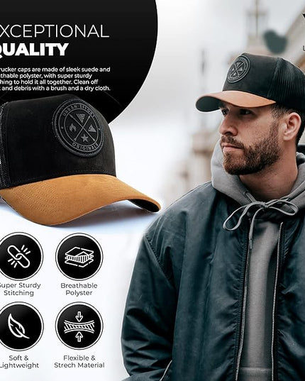 Urban Effort Mesh Back Cap - for Men and Women Baseball Hat 5-Panel Trucker Hat - Great Snapback Closure for Hunting & Hiking
