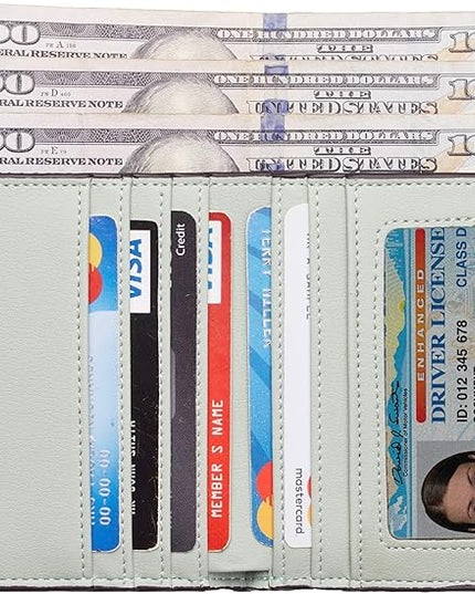 Toughergun Women’s Small Slim Leather Wallet with RFID Protection, Compact Bifold Mini Purse with Clear ID Window