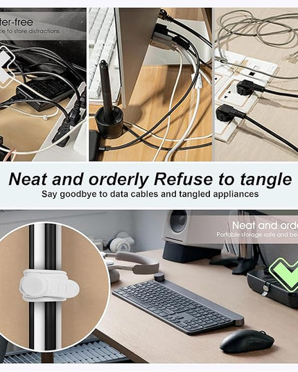 Nearockle 16Pcs 4.2" Silicone Cable Ties Cord Organizer for Cable Management, Reusable Cable Organizer Electronic Accessories in Home,Office,Kitchen,School,Travel(Black*8 & White*8)