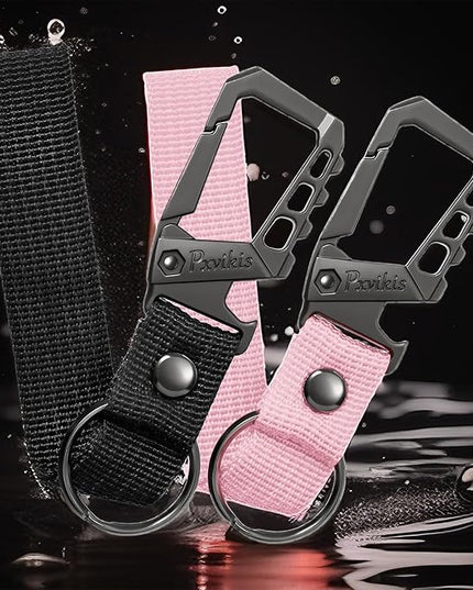 Metal heavy duty key chain carabiner clip bottle opener wrist lanyard ring car key fob unisex for men and women