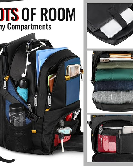YOREPEK 18.4 Laptop Backpack, Large Backpacks with USB Charger Port, TSA Friendly Flight Approved Weekend Carry on Backpack with Luggage Strap for Men and Women, Roy Blue