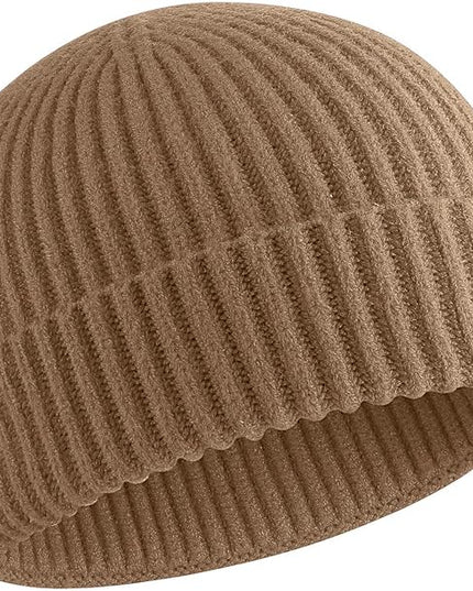 50% Wool Warm Cuffed Swag Knit Short Fisherman Beanie for Men Women Winter Hats Trawler Skull Cap