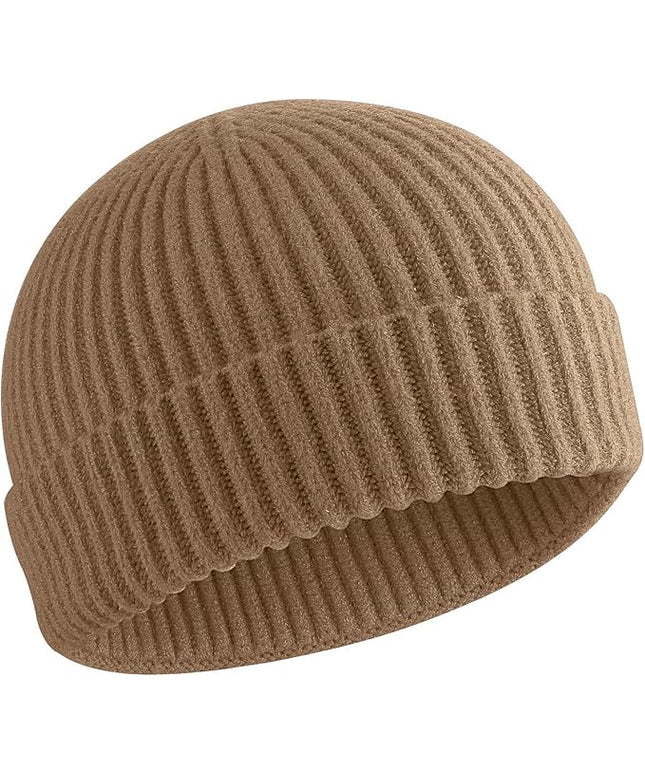 50% Wool Warm Cuffed Swag Knit Short Fisherman Beanie for Men Women Winter Hats Trawler Skull Cap
