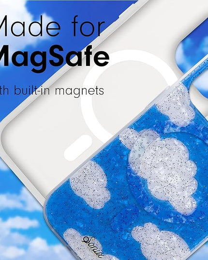 Sonix Protective Phone Case for iPhone 15 Pro Max | Compatible with MagSafe | 10ft Drop Tested | Glitter Clouds | Day Dream