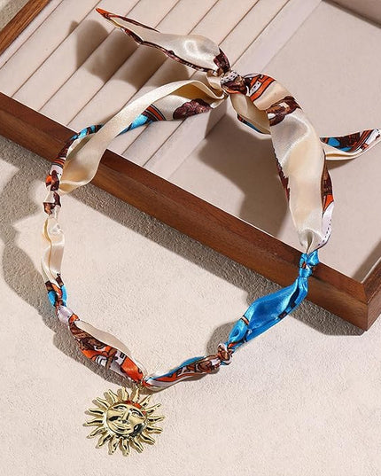HETICA Scarf Necklace for Women Silk Western Charm Necklaces Fashion Accessory Jewelry Gift