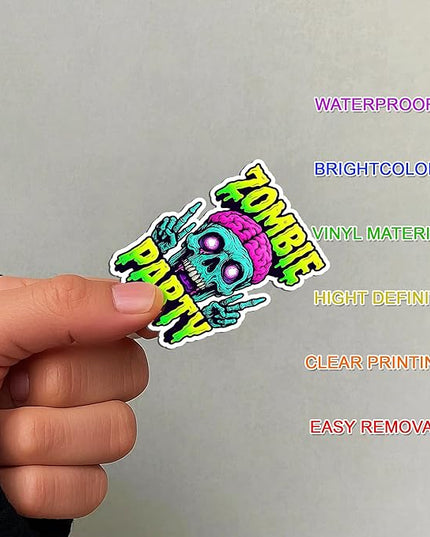 100 PCS Zombie Stickers Pack Funny Horror Zombies Sticker Vinyl Car Decals Halloween Decor Water Bottles Scrapbook Hard Hat Birthday Gifts for Men Women Teens Adults Students
