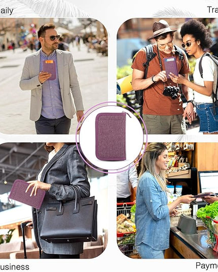 Single Passport Holder for Travel, RFID Travel Document Organizer for Women Waterproof Passport Wallet Men Portable Case for Cards, Boarding Pass, ID, Money, Tickets with Zipper