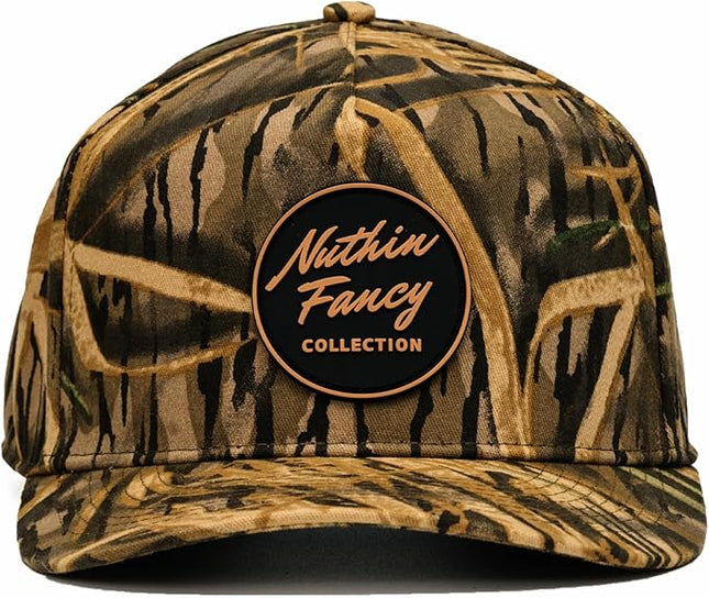 Nuthin Fancy Comus Snapback Hat, Everyday 5-Panel High Crown Canvas Trucker Hat for Men & Women