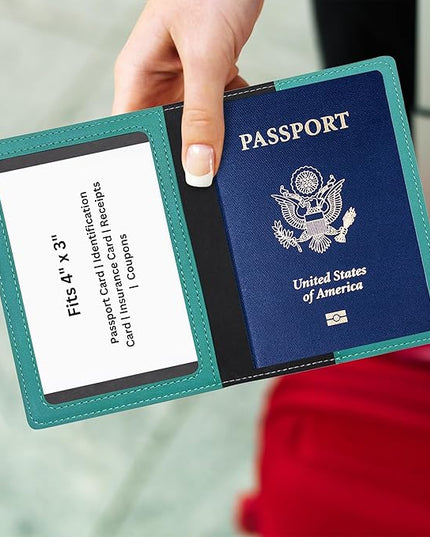 Ciana Passport Holder for Travel – PU Leather Passport Cover and Card Holder for Men & Women – Slim Passport Holder with Card Protector Slot, Travel Must Haves (Turquoise)