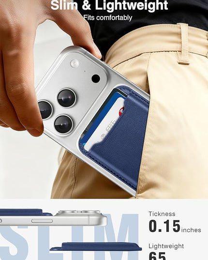 TopMade for Magsafe Wallet, Strongest Magnetic Card Holder for iPhone 17, iPhone 16/15/14/13/12 Series, Leather Magnetic Phone Wallet with Powerful Magnet, RFID Blocking, Fit 4 Cards, Dark Blue