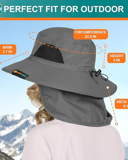 SUN CUBE Wide Brim Sun Hat Men Women, Fishing Hats Sun UV Protection, Mens Hiking Bucket Hat Safari Beach Boonie, UPF 50+