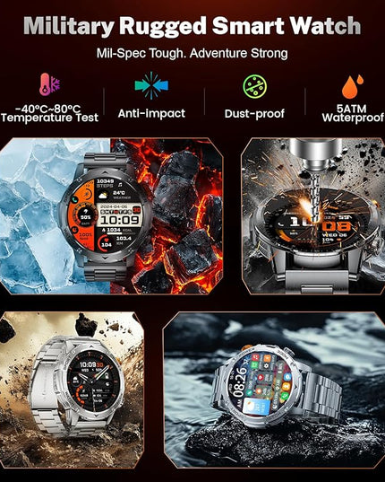 LIGE Smart Watch for Men (Make/Answer Calls) with 1000mAh, 1.75" HD Screen Smartwatch with Flashlight, Heart Rate/Sleep Monitor, IP68 Waterproof, 100+ Sports Modes for Android iOS, 3 Straps