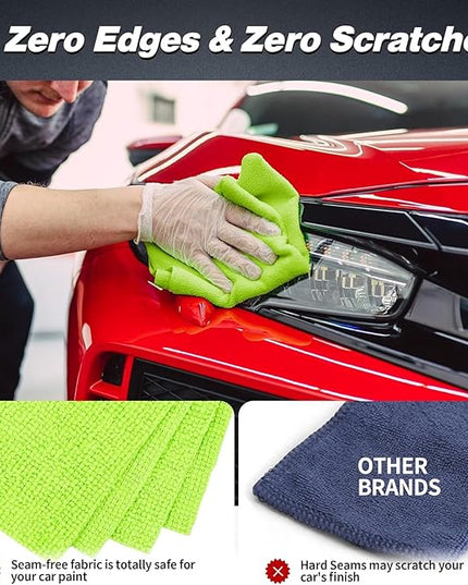 FIXSMITH Shop Towels, Microfiber Cleaning Cloth Bulk, 24 Pack Microfiber Towels for Cars, All-Purpose Absorbent Cleaning Rags, Dust Cloth for Automotive, Mechanic, Garage, Bar, 11.5 x 11.5 inch