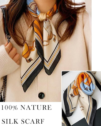 100% Mulberry Silk Scarf for Women Hair Lightweight Square Neckerchief Wrap For Head Scarves 21"