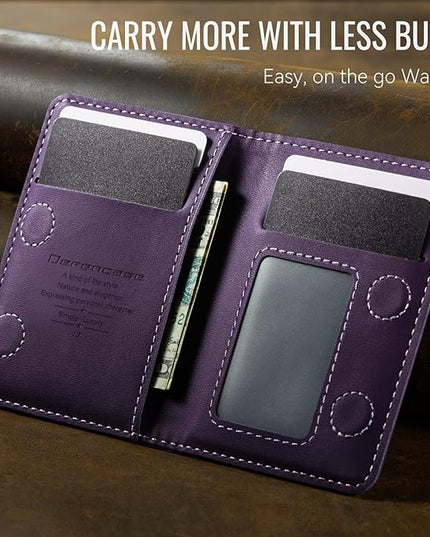 Defencase for Magsafe Wallet Magnetic Card Holder RFID Blocking, PU Leather Minimalist Phone Wallet for MagSafe Phones and Cases for iPhone 17/16/ 15/14/ 13/12/ Pro/Max/Plus/Air, Retro Purple