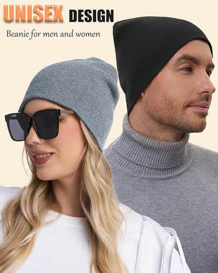 choshion 100% Cotton Beanie Hat, Cuffless Beanies Warm Knit Winter Skull Cap, Unisex Soft Fisherman Hats for Women Men