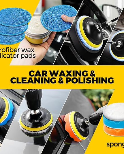 Holikme 22Pack Drill Brush Attachments Set,Scrub Pads & Sponge, Buffing Pads,Power Scrubber Brush,Car Polishing Pad Kit,Wax Applicator Pad,Car Cleaning Kit,Masonry Brushes,Cleaning Supplies