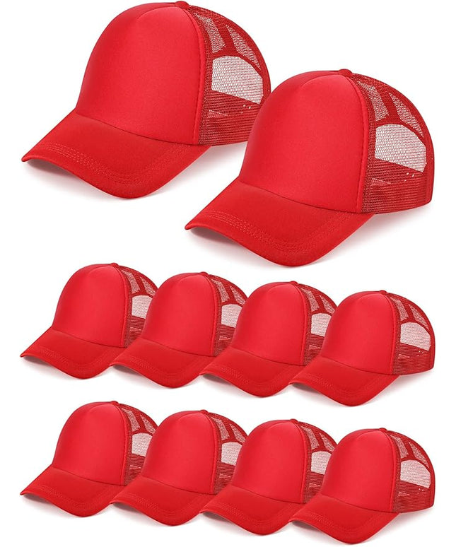 10 Pcs Sublimation Blank Trucker Hats Bulk Mesh Baseball Cap Polyester Mesh Trucker Hat for Men and Women