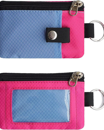 Minimalist RFID Blocking Small Wallet with ID Window,WaterResistant Zip Id Case Wallet with Lanyard Keychain for Cards,Cash,Travel,Women,Men