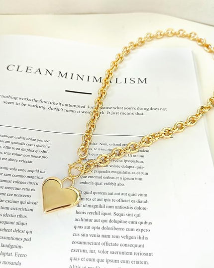 Cute Heart Necklace Dainty 18k Gold Plated Tiny Heart Pendant Choker Necklaces Small Gold Love Open Heart Chain Necklace for Women Simple Gold Necklace for Women Trendy Jewelry