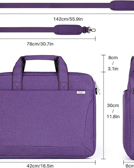 15.6 16 Inch Laptop Shoulder Bag for Men Women,Waterproof Computer Carrying Case Messenger Bag with Strap,Laptop Briefcase for 14-15-16 In MacBook/Chromebook/Notebook Hp Dell Acer Asus,Purple
