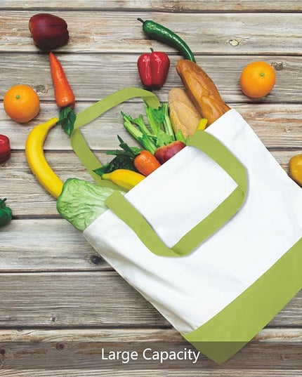 TOPDesign 1-Pack Super Strong Large 12oz Cotton Canvas Tote Bag, Reusable Grocery Shopping Cloth Bag, Fashionable Two-Tone Tote for Crafts, DIY Your Creative Designs