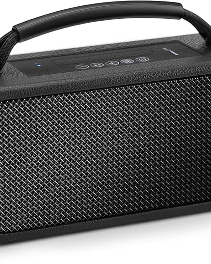 DINDIN Portable Bluetooth Speaker: 80W (Peak), 20H Playtime, Loud Wireless Wood Speakers with Bass, AUX and USB Input, Subwoofer, TWS Pairing, Vintage Speaker for Outdoor, Home, Office (Black)