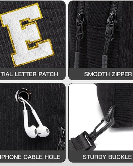Viverte Small Corduroy Sling Bag Initial Crossbody Bag Fanny Pack for Girls Personalized Birthday Gifts for Teen Girls Gifts