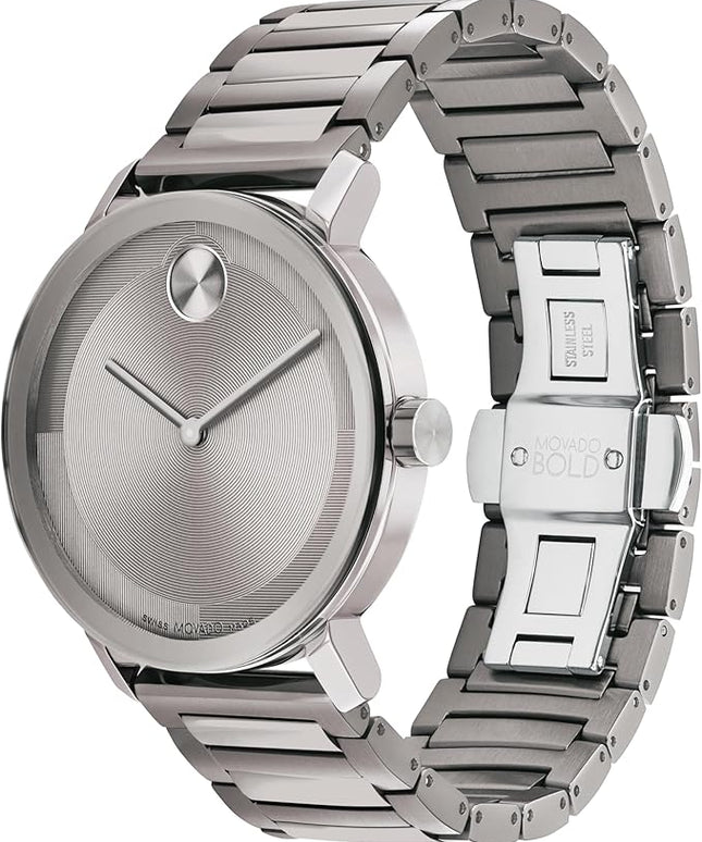 Movado Bold Evolution 2.0 Men's Watch - Swiss Quartz Movement, Stainless Steel Mesh Bracelet - 3 ATM Water Resistance - Luxury Fashion Timepiece for Him - 40mm