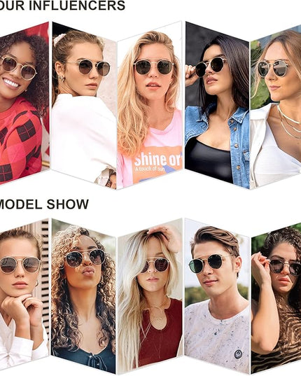 SOJOS Retro Vintage Round Polarized Sunglasses for Women Men Small Double Bridge Circle Sunnies SJ1104