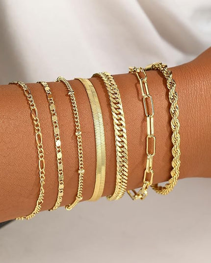 BERISO Gold Bracelets for Women, Elegant Adjustable 14K Gold Plated Bracelet for Women, Trendy Minimalist Dainty Gold Bracelet for Everyday Wear