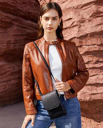 BOSTANTEN Vegan Leather Small Crossbody Bags for Women Designer Cell Phone Bag Wallet Purses Adjustable Strap
