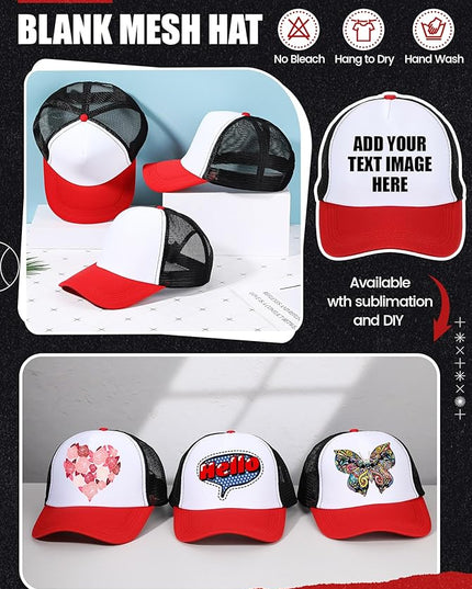 10 Pcs Sublimation Blank Trucker Hats Bulk Mesh Baseball Cap Polyester Mesh Trucker Hat for Men and Women