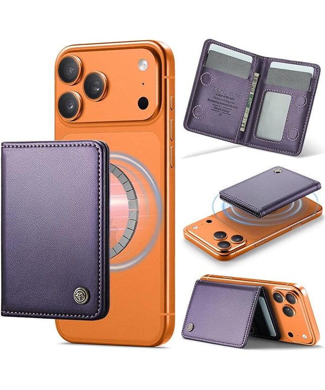 Defencase for Magsafe Wallet Magnetic Card Holder RFID Blocking, PU Leather Minimalist Phone Wallet for MagSafe Phones and Cases for iPhone 17/16/ 15/14/ 13/12/ Pro/Max/Plus/Air, Purple
