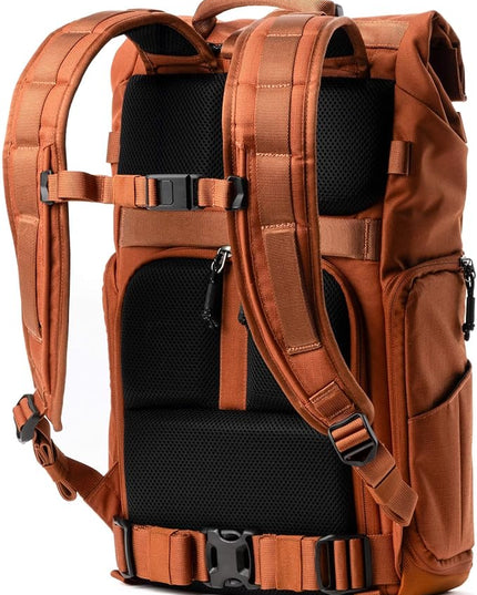 Think Tank FocusPoint 22L RollTop Camera Backpack - Urban Rust: Expandable Travel & Camera Backpack with Laptop Sleeve, Quick Side and Back Access, Rain Cover – Versatile Photography & Travel Bag