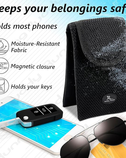 Running Buddy Running Fanny Pack - 6.5 x 4 in, Mini Plus Black - No-Bounce Magnetic Running Phone Holder - Water-Resistant Waist Bag for Men & Women