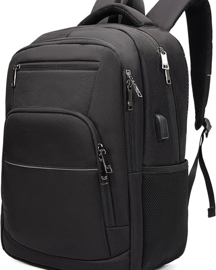Laptop Backpack for Business Travel Water Resistant with USB Charging Port Lightweight Durable Large bag for Men and Women Fits 15.6 Inch Laptop Black