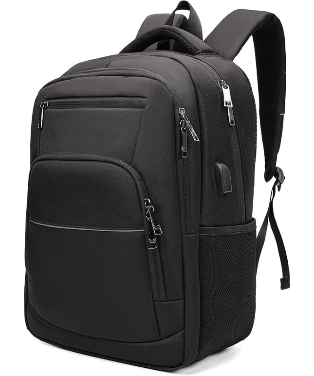 Laptop Backpack for Business Travel Water Resistant with USB Charging Port Lightweight Durable Large bag for Men and Women Fits 15.6 Inch Laptop Black