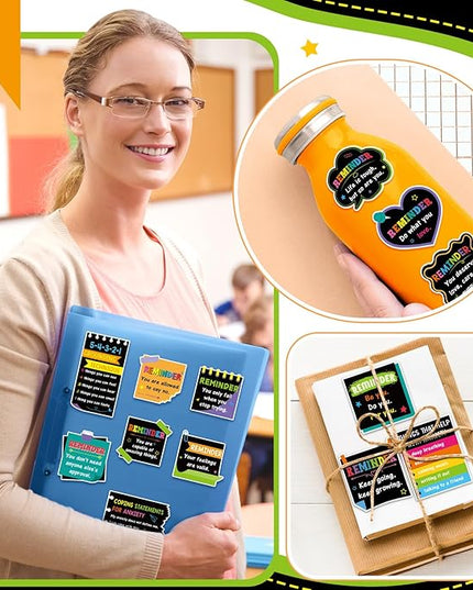 300 Pcs Mental Health Stickers Holiday Positive Affirmation Decor Inspirational Motivational Encouraging Care Quote Decals for Laptop Water Bottle Students Teens Adults(Blackboard)