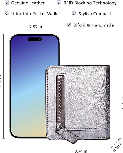 AINIMOER Small Leather Wallet for Women, Ladies Credit Card Holder RFID Blocking Women's Mini Bifold Pocket Purse