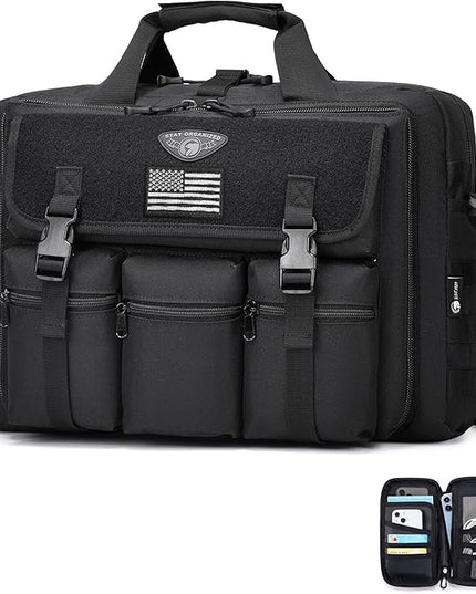 Large Tactical Laptop Bag for Men, Military 17.3 Inch Computer Bag Briefcase with Passport Wallet, Carry on Messenger Bag