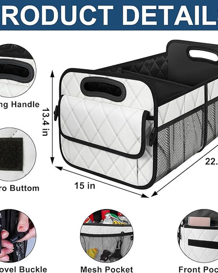 Deosk Car Trunk Organizer for SUV, Car Organizers and Storage with 6 Pocket, Car Accessories for Women/Men 70L Waterproof Polyester Trunk Organizer(Large, Beige)
