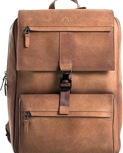 Leather Backpack for Men & Women, Classic Brown - Handcrafted Top Grain Leather vintage backpack with 17-Inch Laptop Sleeve - Lightweight, Stylish & Durable for Business, Travel, Work & Everyday Use
