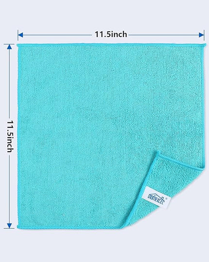 HOMEXCEL Microfiber Cleaning Cloth,100 Pack Cleaning Rags, Cleaning Towels with 4 Color Assorted, 11.5"X11.5" Shop Towels (Green/Blue/Yellow/Pink)