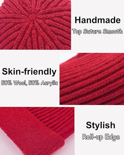 vidsel Thin Wool Fisherman Beanie for Men Women, Short Knit Cuff Trawler Watch Hats