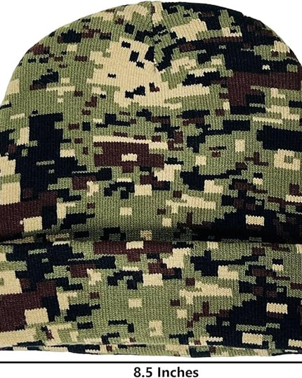 Super Soft Adult & Child Camo Print Winter Knit Beanie Set