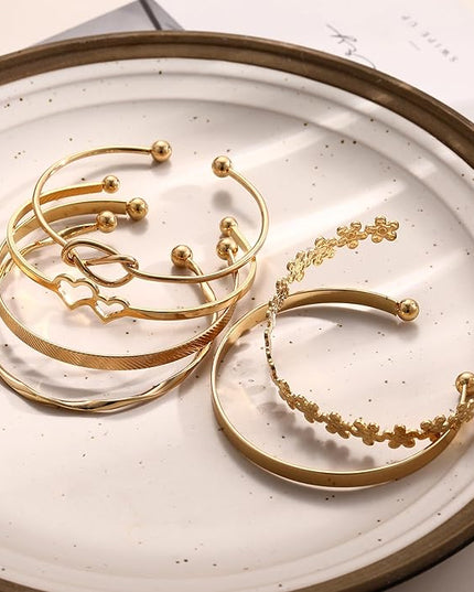 ÌF ME Gold Bangle Bracelets for Women, Indian Bangles Stackable Set, Multi Layer Textured 14K Gold Plated Chunky Bracelets Boho Jewelrys Set